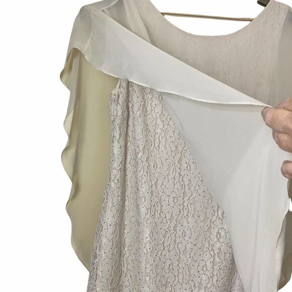Scarlett Lace Chiffon Drape Dress with Sparkle 16W - Picture 3 of 8